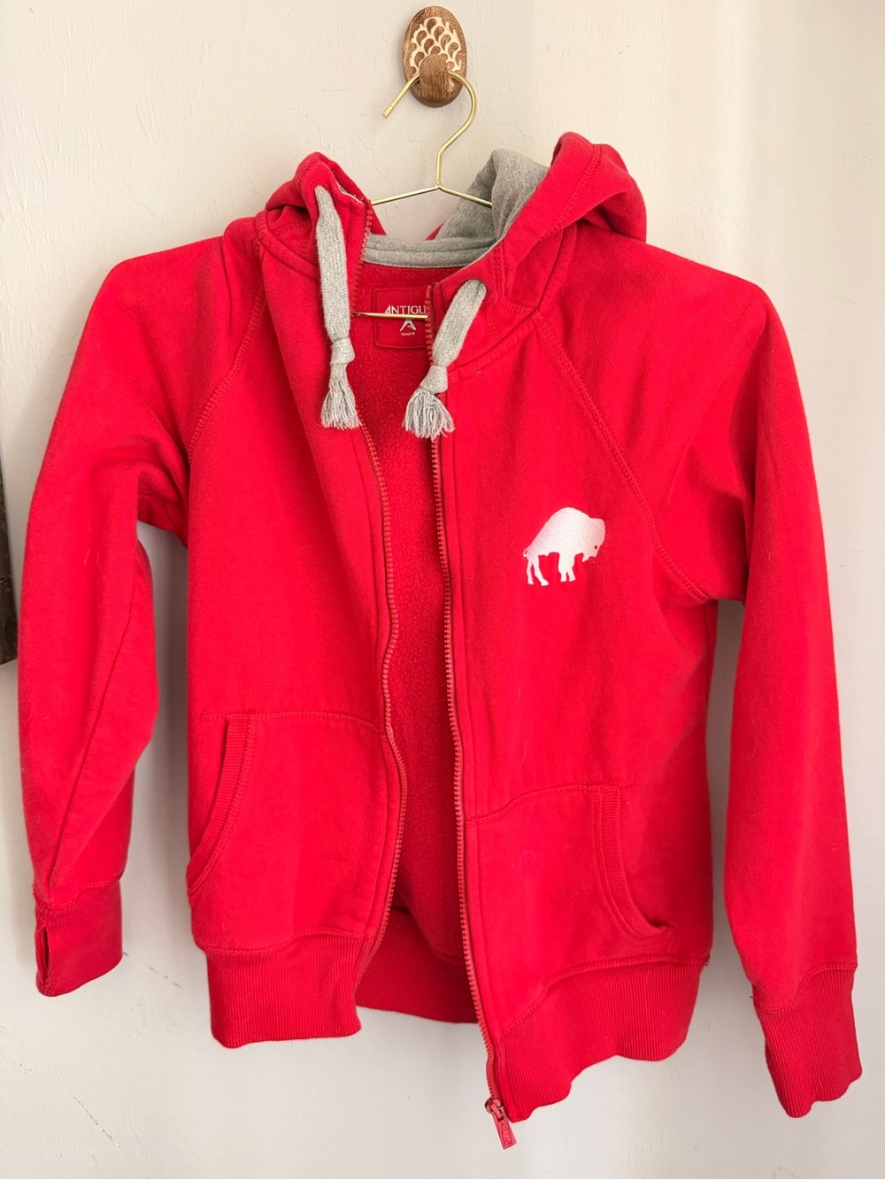 Red Zip-Up Hoodie with Buffalo Bills Logo